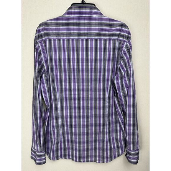 Authentic 7 Diamonds Men’s Long Sleeve Button Up Shirt Size XL Purple Plaid - Picture 8 of 11